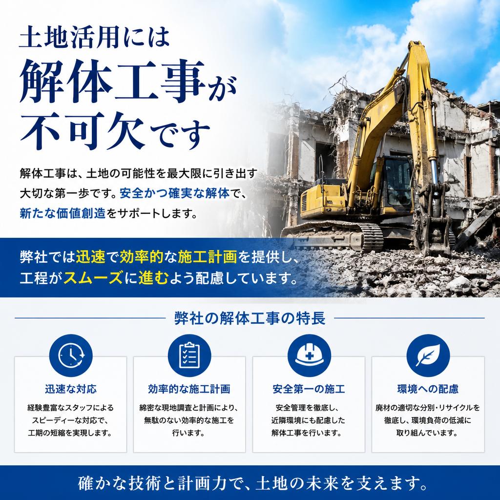 解体工事のスムーズな流れ