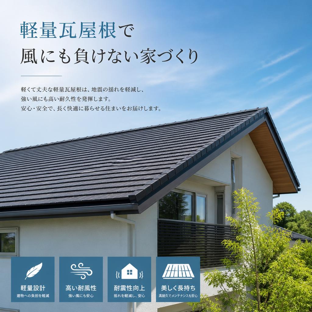 軽量瓦屋根で風にも負けない家づくり