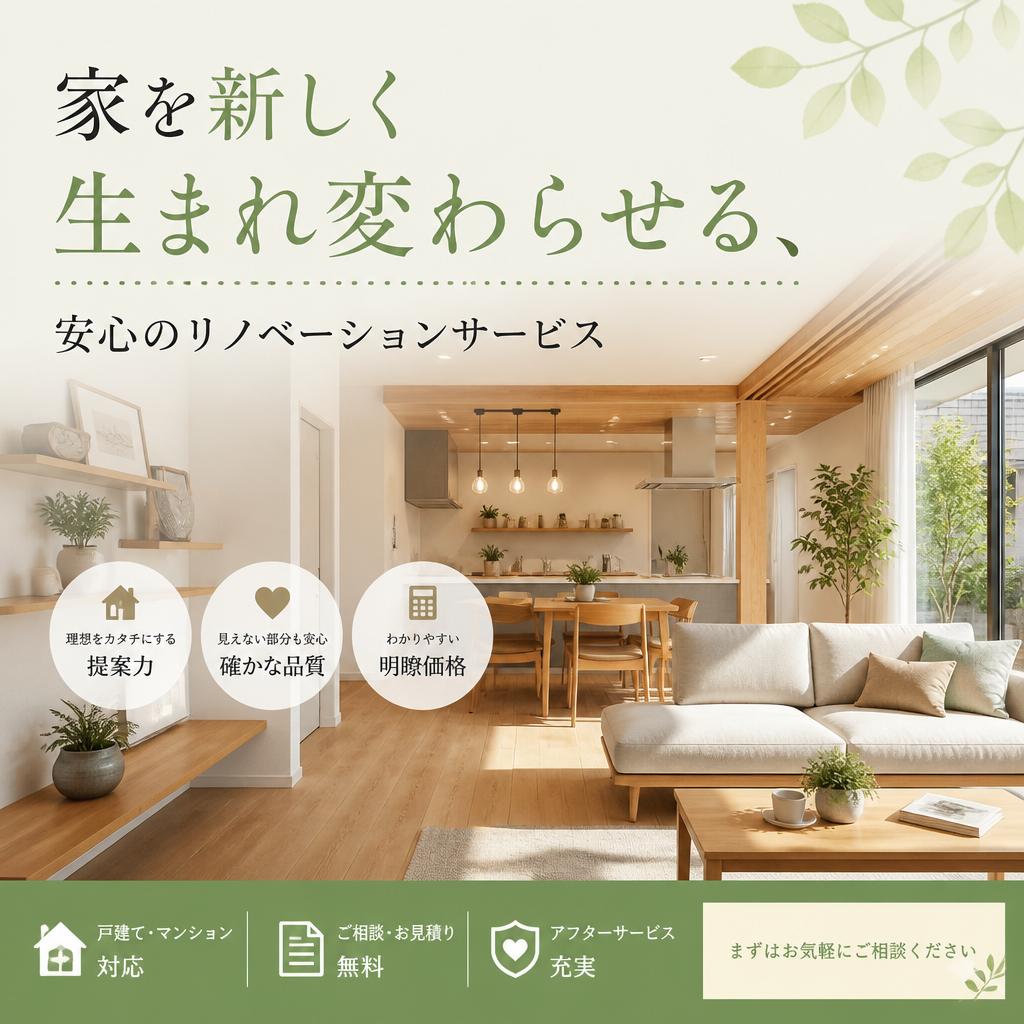 家を新しく生まれ変わらせる、安心のリノベーションサービス