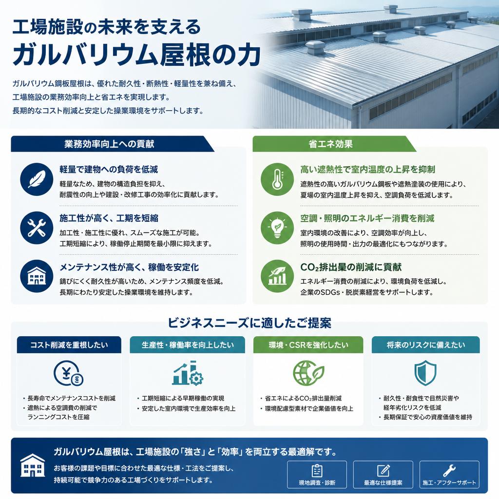 4. 工場改修でも活かせるガルバリウム屋根