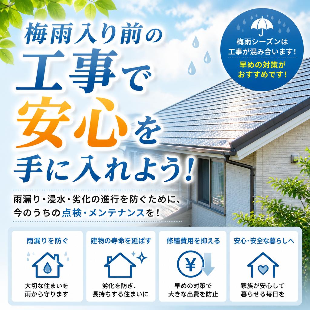 梅雨入り前の工事で安心を手に入れよう！