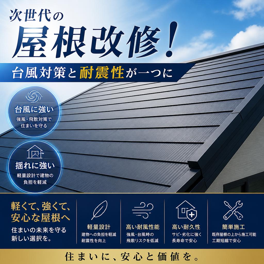 次世代の屋根改修！台風対策と耐震性が一つに