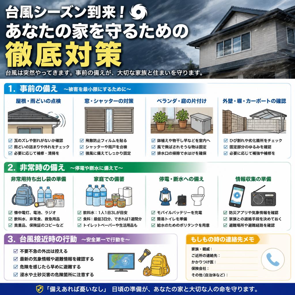台風シーズン到来！あなたの家を守るための徹底対策