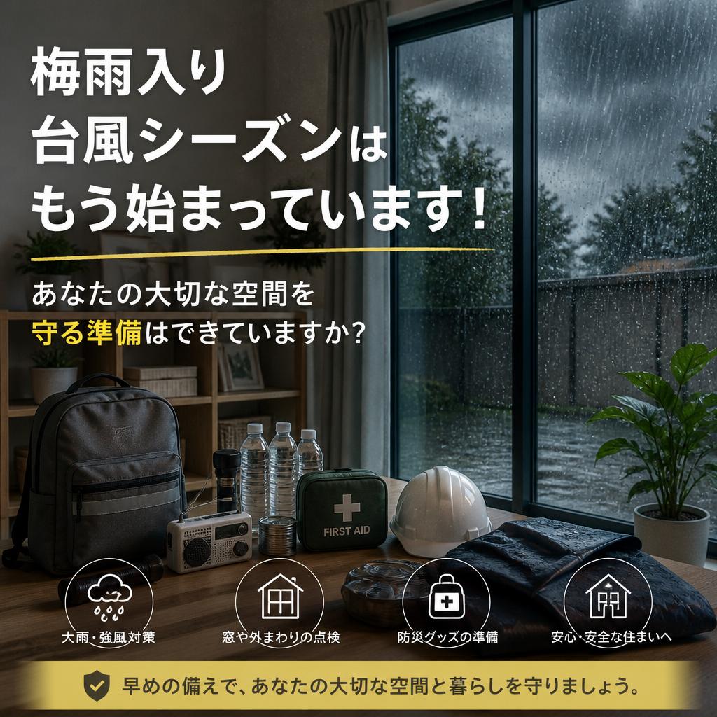 梅雨入り台風シーズンはもう始まっています！あなたの大切な空間を守る準備はできていますか？