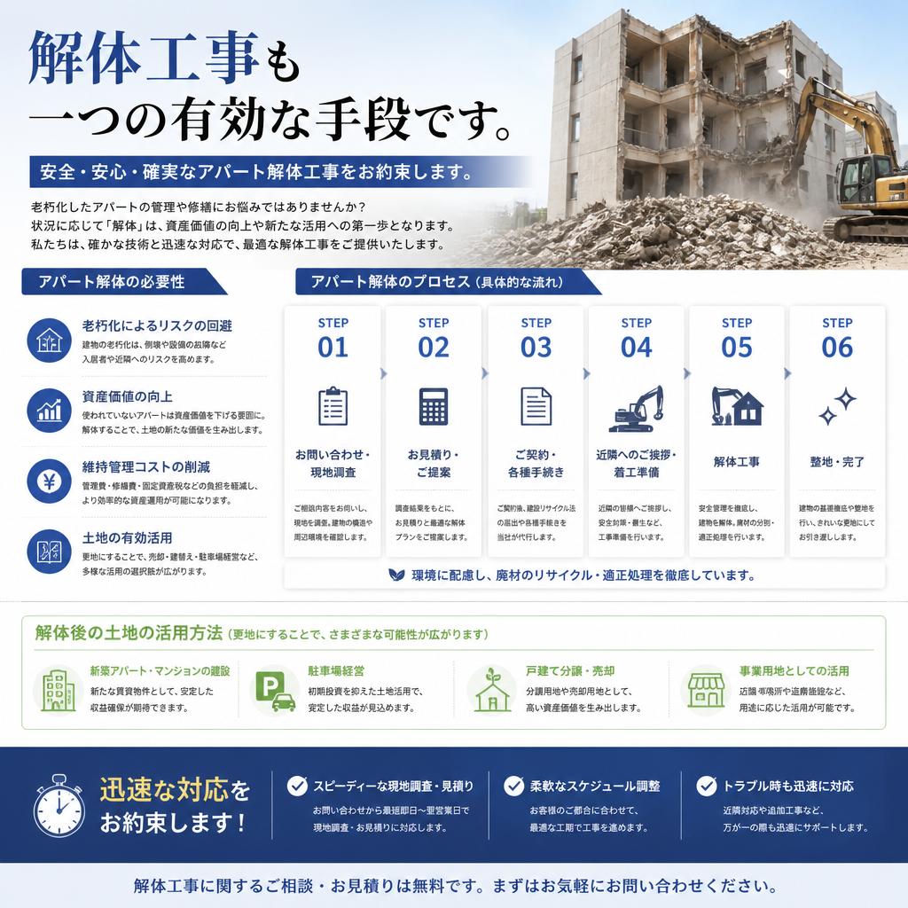 アパート解体の詳細とメリット