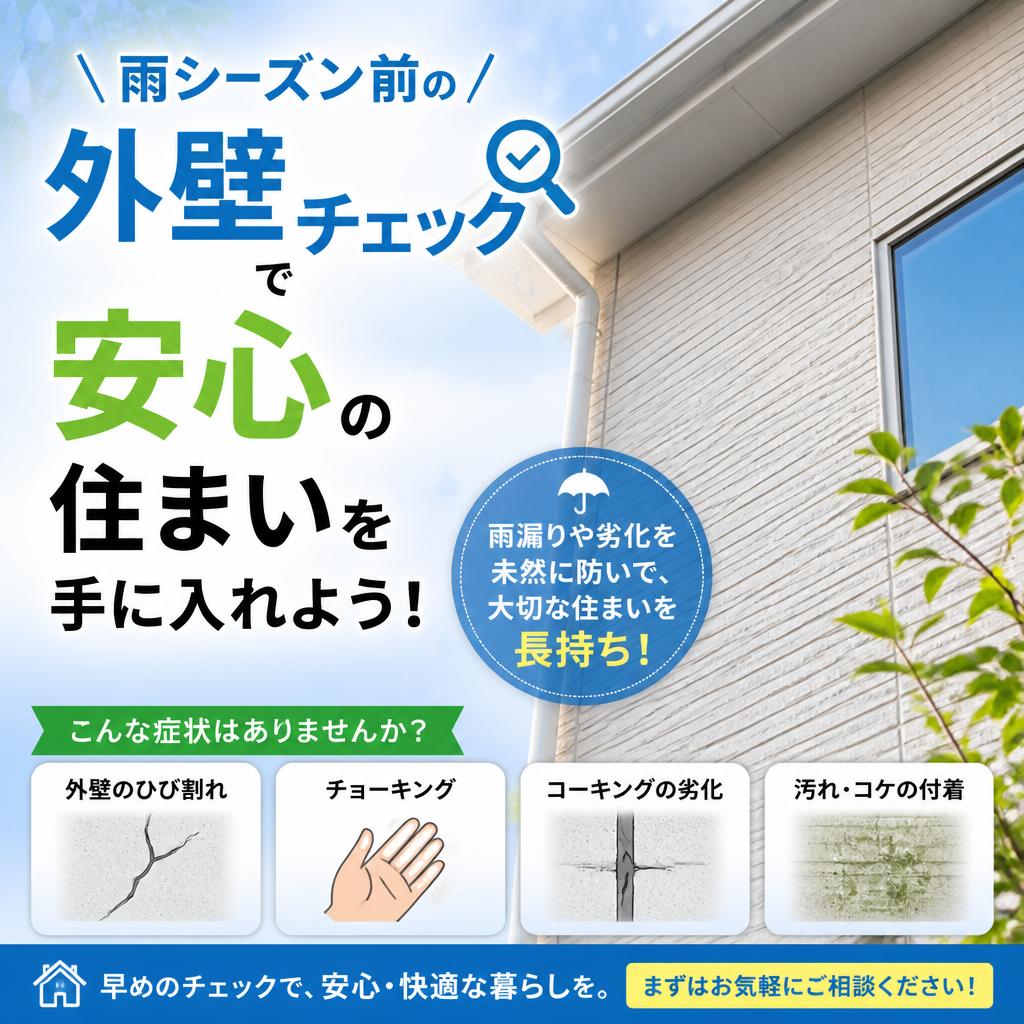 雨シーズン前の外壁チェックで安心の住まいを手に入れよう！