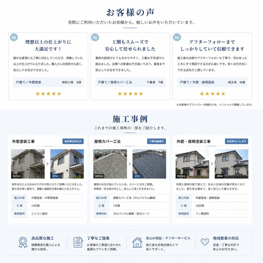お客様の声と施工実績