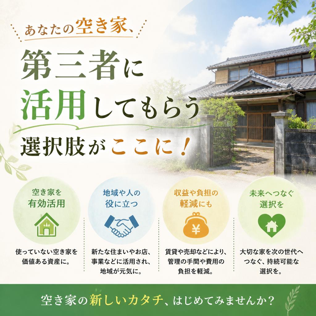 あなたの空き家、第三者に活用してもらう選択肢がここに！