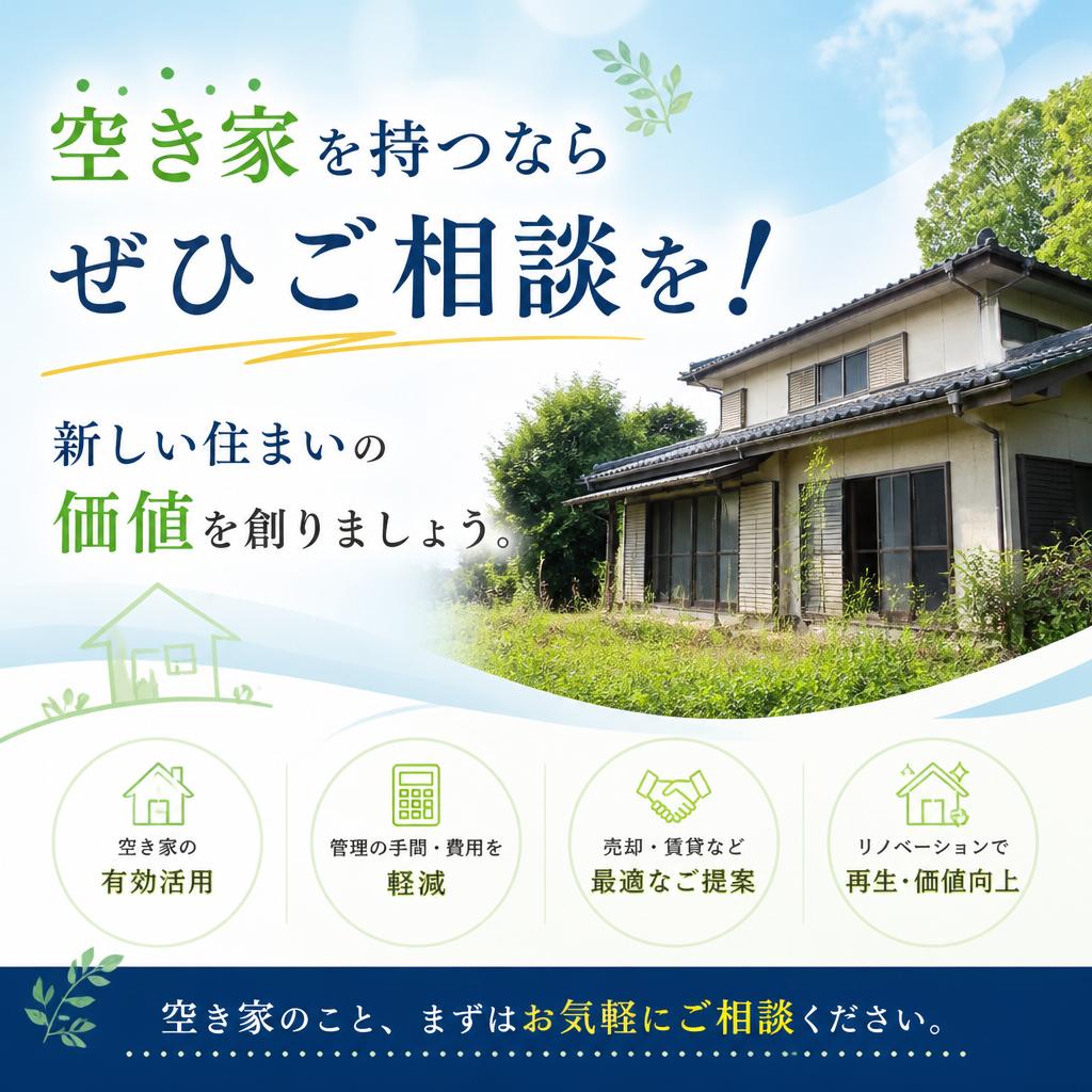 空き家を持つならぜひご相談を！新しい住まいの価値を創りましょう。