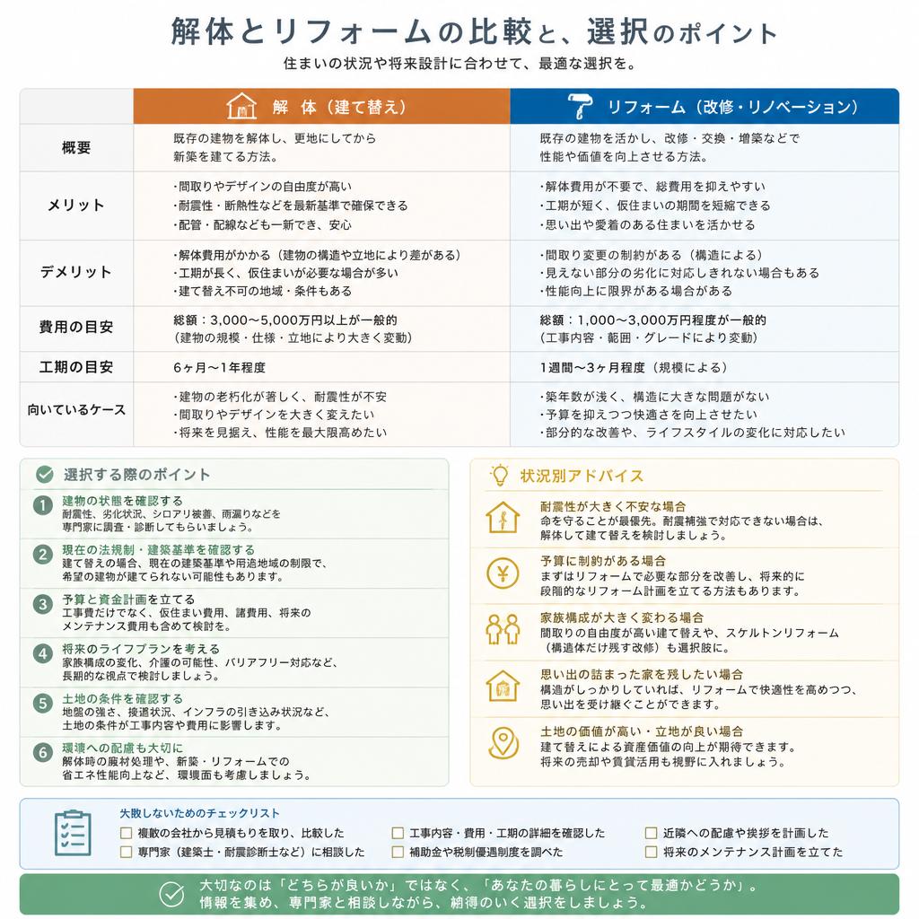 解体とリフォーム、あなたに合った選択肢は？