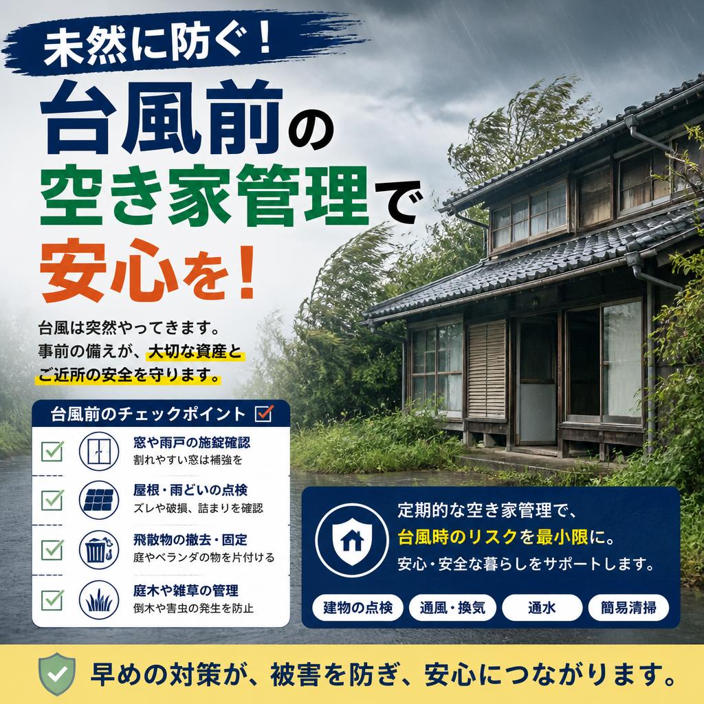 未然に防ぐ！台風前の空き家管理で安心を！