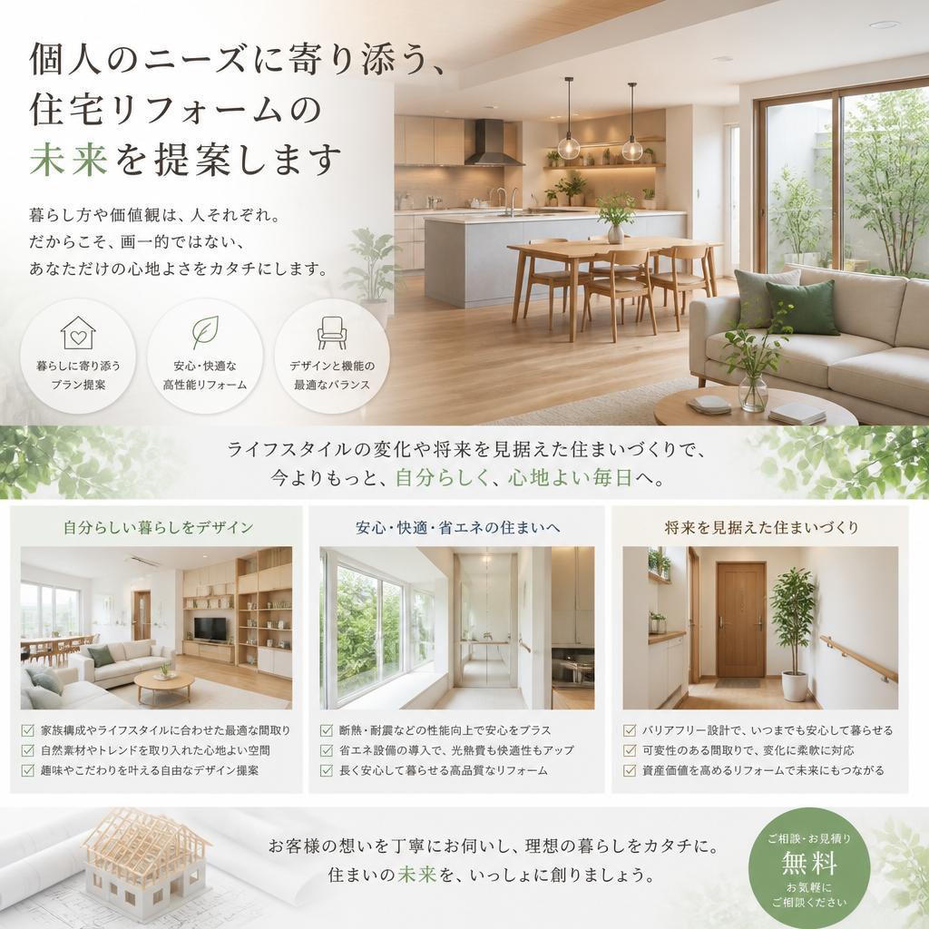 個人のニーズに寄り添う、住宅リフォームの未来を提案します