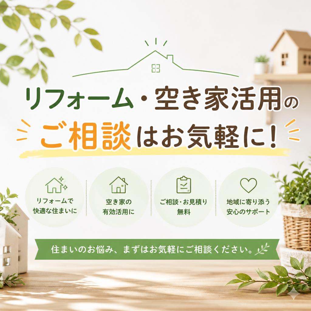 リフォーム・空き家活用のご相談はお気軽に！