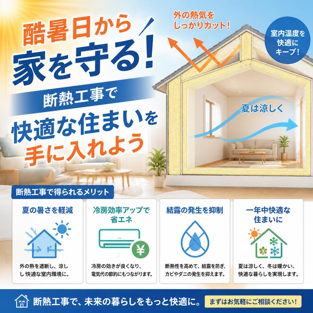 酷暑日から家を守る！断熱工事で快適な住まいを手に入れよう