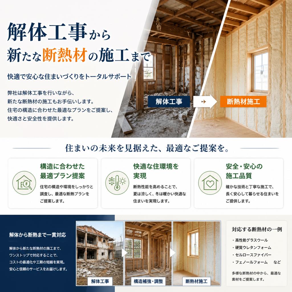 私たちの解体工事と断熱工事の融合