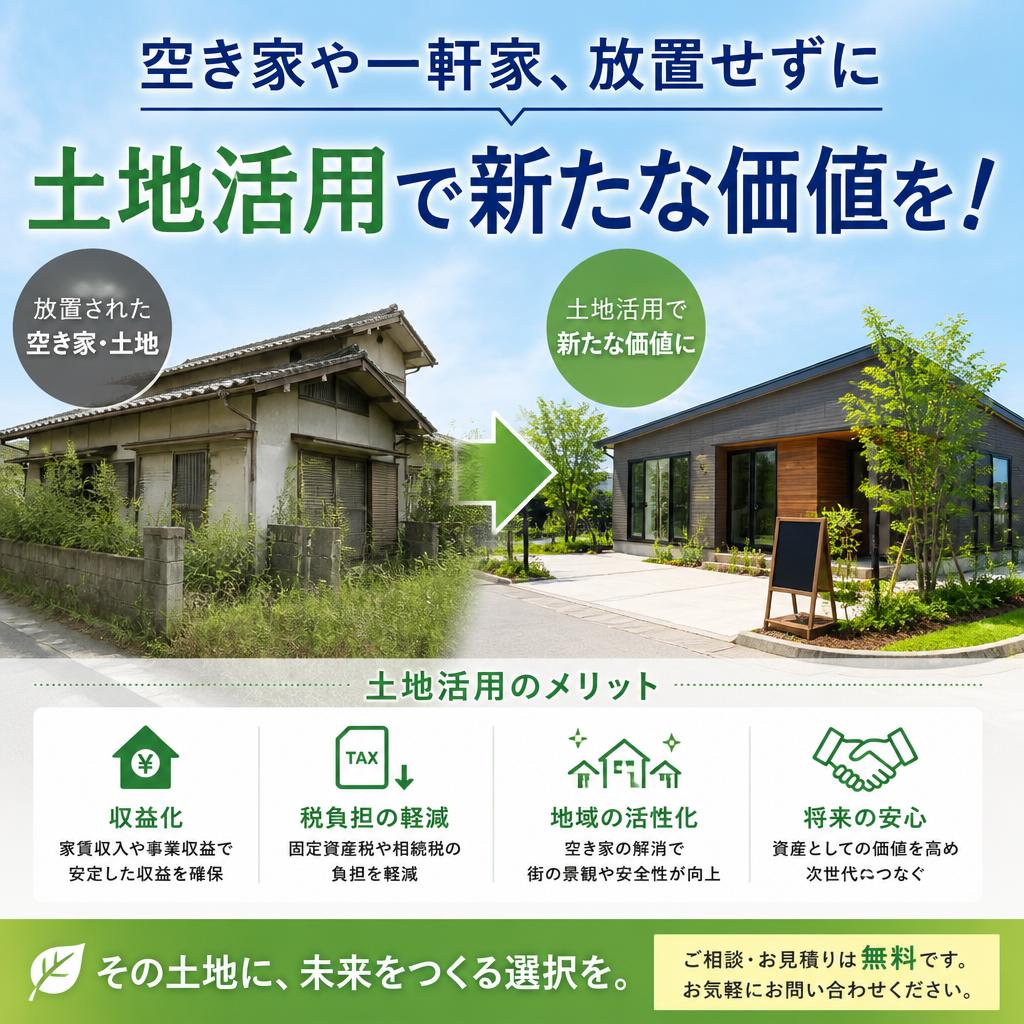空き家や一軒家、放置せずに土地活用で新たな価値を！