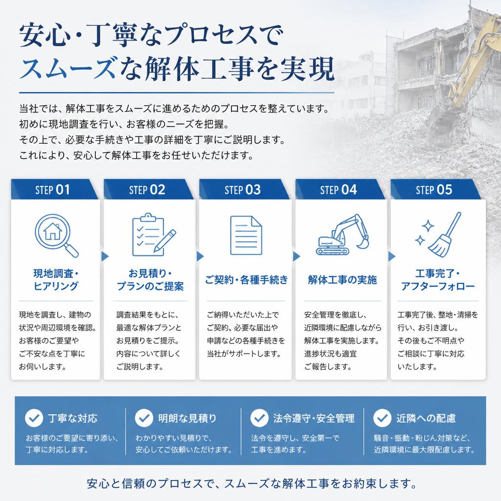 スムーズな解体工事の流れ
