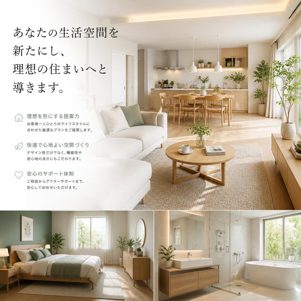 あなたの生活空間を新たにし、理想の住まいへと導きます。