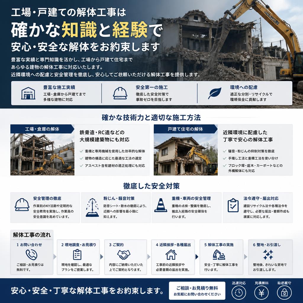 工場・戸建て物件の解体