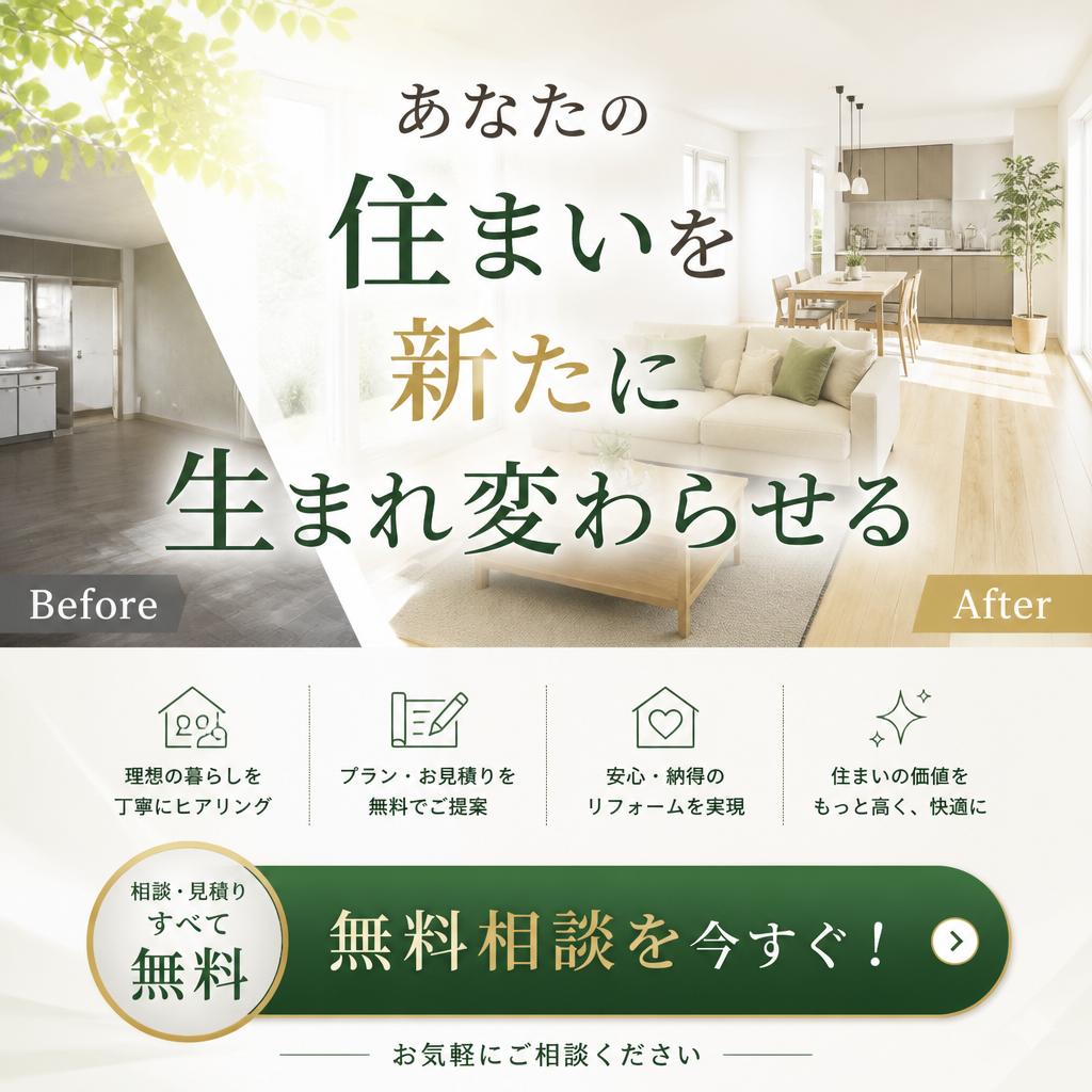 あなたの住まいを新たに生まれ変わらせる無料相談を今すぐ！