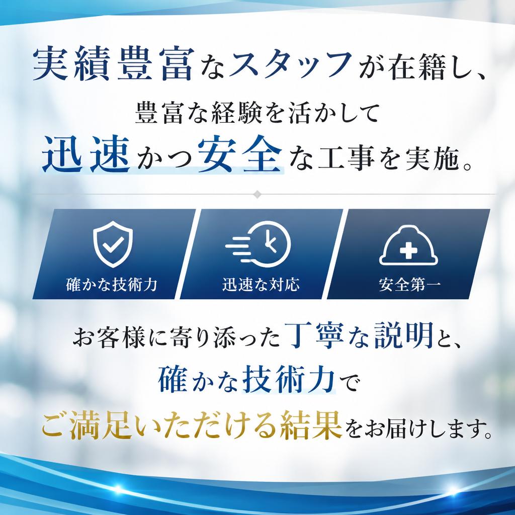 経験豊富なスタッフによる安心の施工