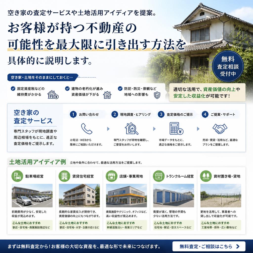 査定サービスと土地活用のご提案
